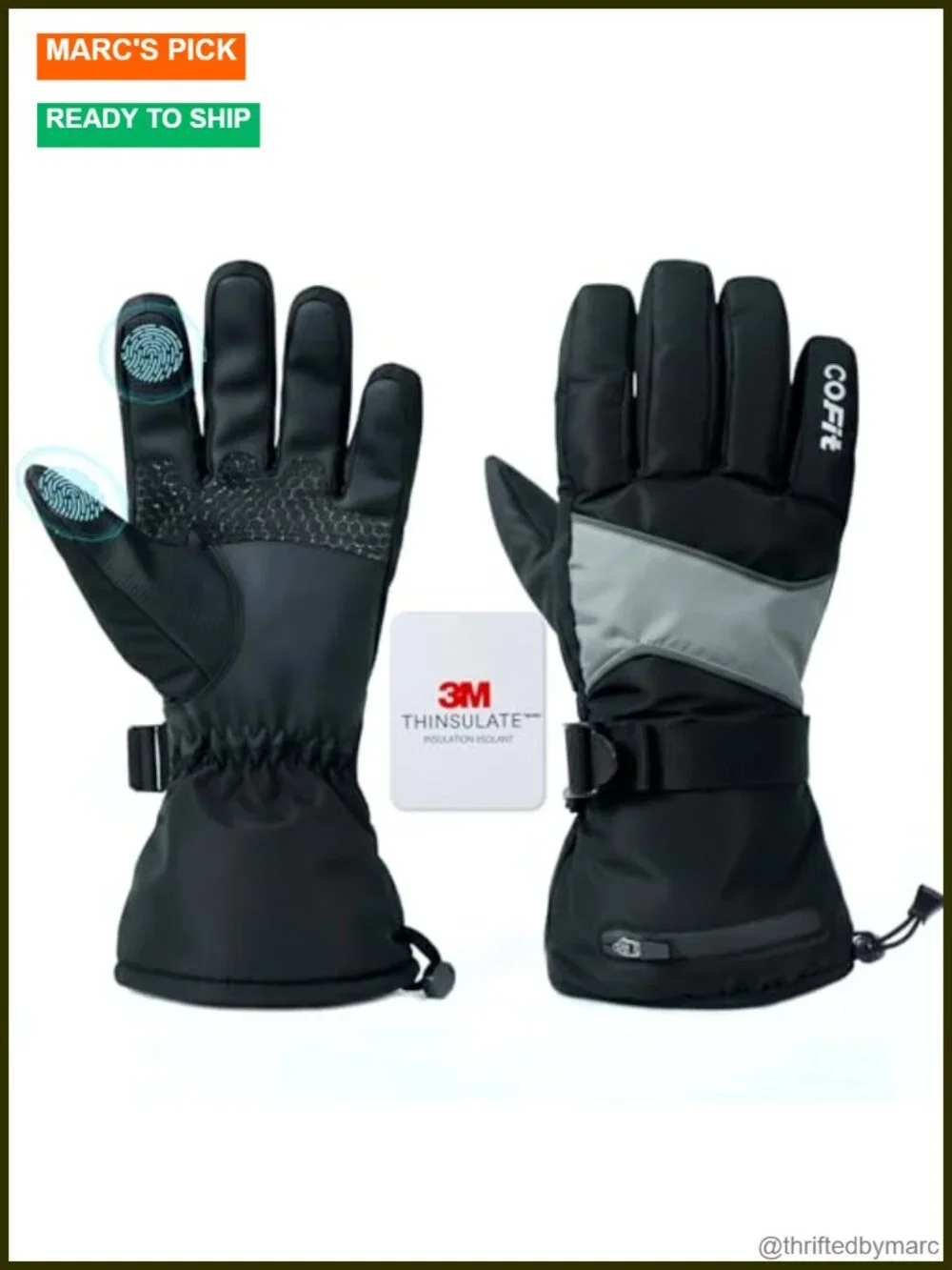 3M Thinsulate Insulated Waterproof Touchscreen Ski Gloves
